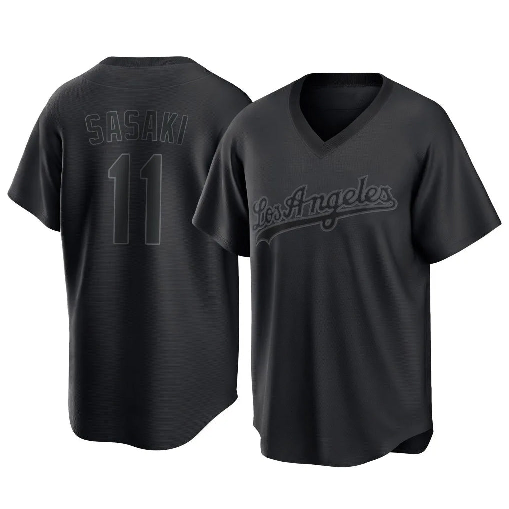 Kooe LA.Dodgers #11 Roki Sasaki Player Black Pitch Fashion T-shirt Stitched Jerseys