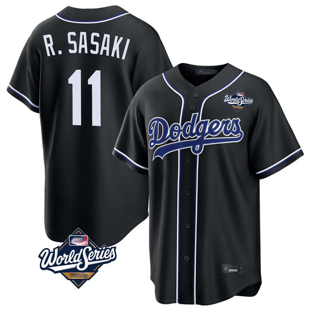 Kooe LA.Dodgers #11 Roki Sasaki Player Black World Series Carbon Limited Home Stitched Jerseys