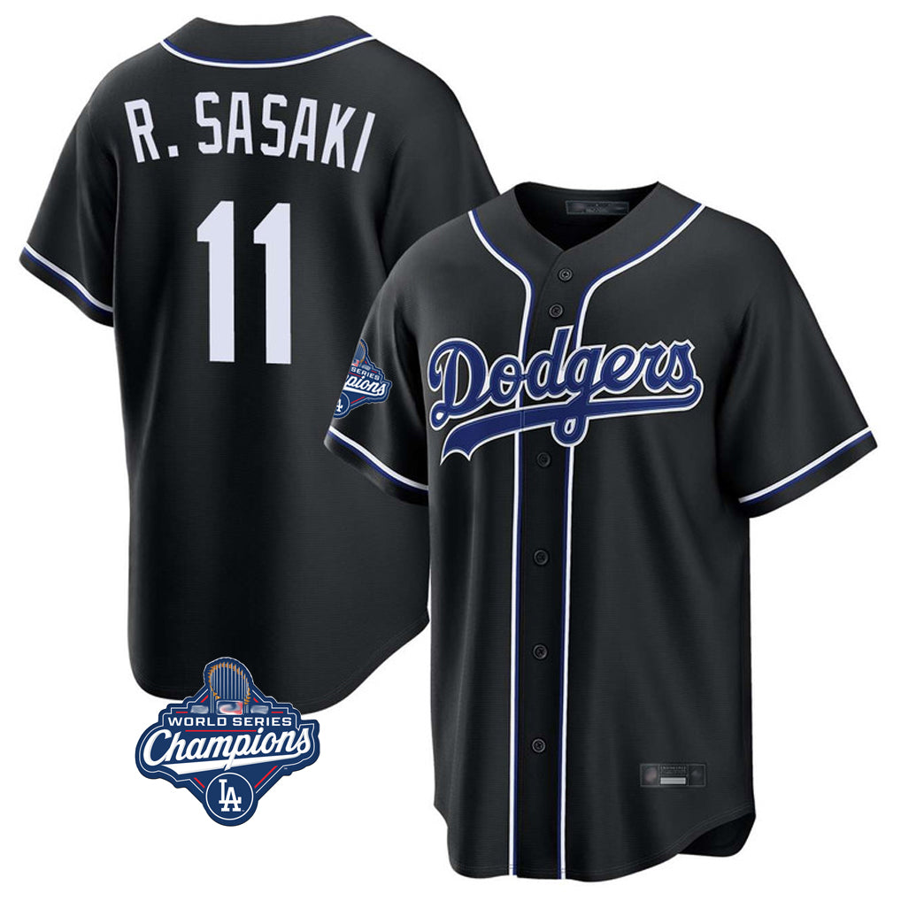Kooe LA.Dodgers #11 Roki Sasaki Player Black World Series Meet Carbon Limited Home Stitched Jerseys