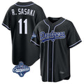 Kooe LA.Dodgers #11 Roki Sasaki Player Black World Series Meet Carbon Limited Home Stitched Jerseys