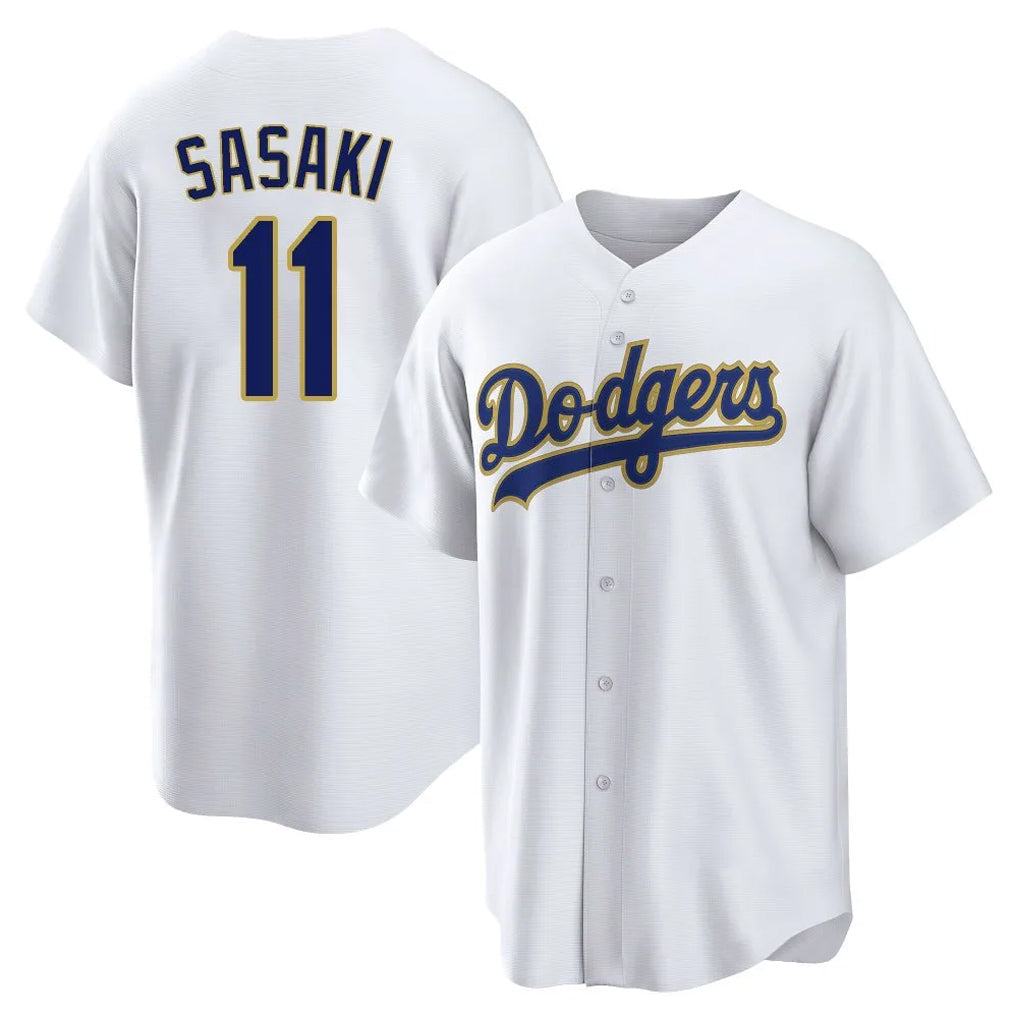 Kooe LA.Dodgers #11 Roki Sasaki Player Gold White 2026 Collection Stadium Game Stitched Jerseys