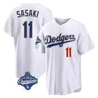 Kooe LA.Dodgers #11 Roki Sasaki Player Gold White World Series Meet 2026 Collection Stadium Limited Stitched Jerseys