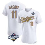 Kooe LA.Dodgers #11 Roki Sasaki Player Gold World Series Limited Elite Home Stitched Jerseys