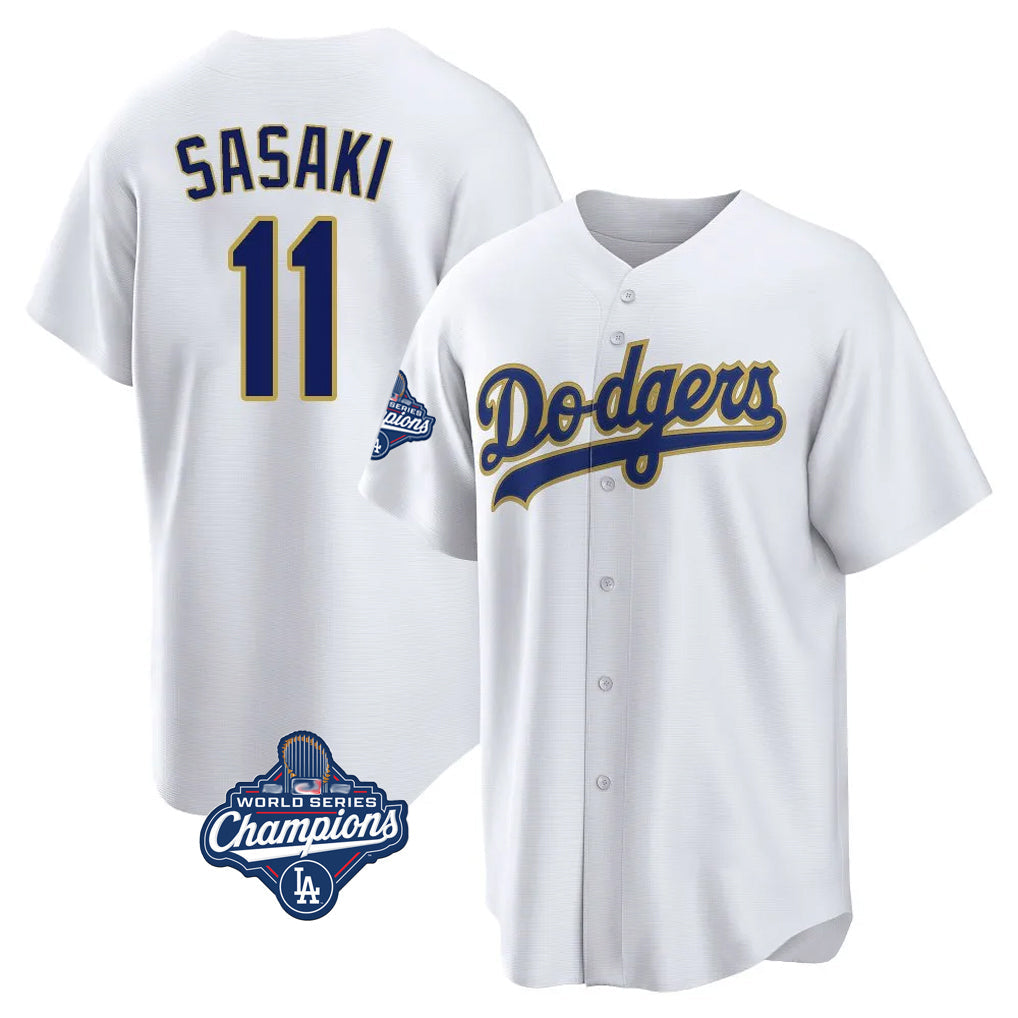 Kooe LA.Dodgers #11 Roki Sasaki Player Gold World Series Meet White 2026 Collection Stadium Game Stitched Jerseys