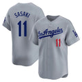 Kooe LA.Dodgers #11 Roki Sasaki Player Gray Limited Home Stitched Jerseys