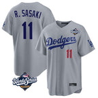 Kooe LA.Dodgers #11 Roki Sasaki Player Gray World Series Game Home Stitched Jerseys