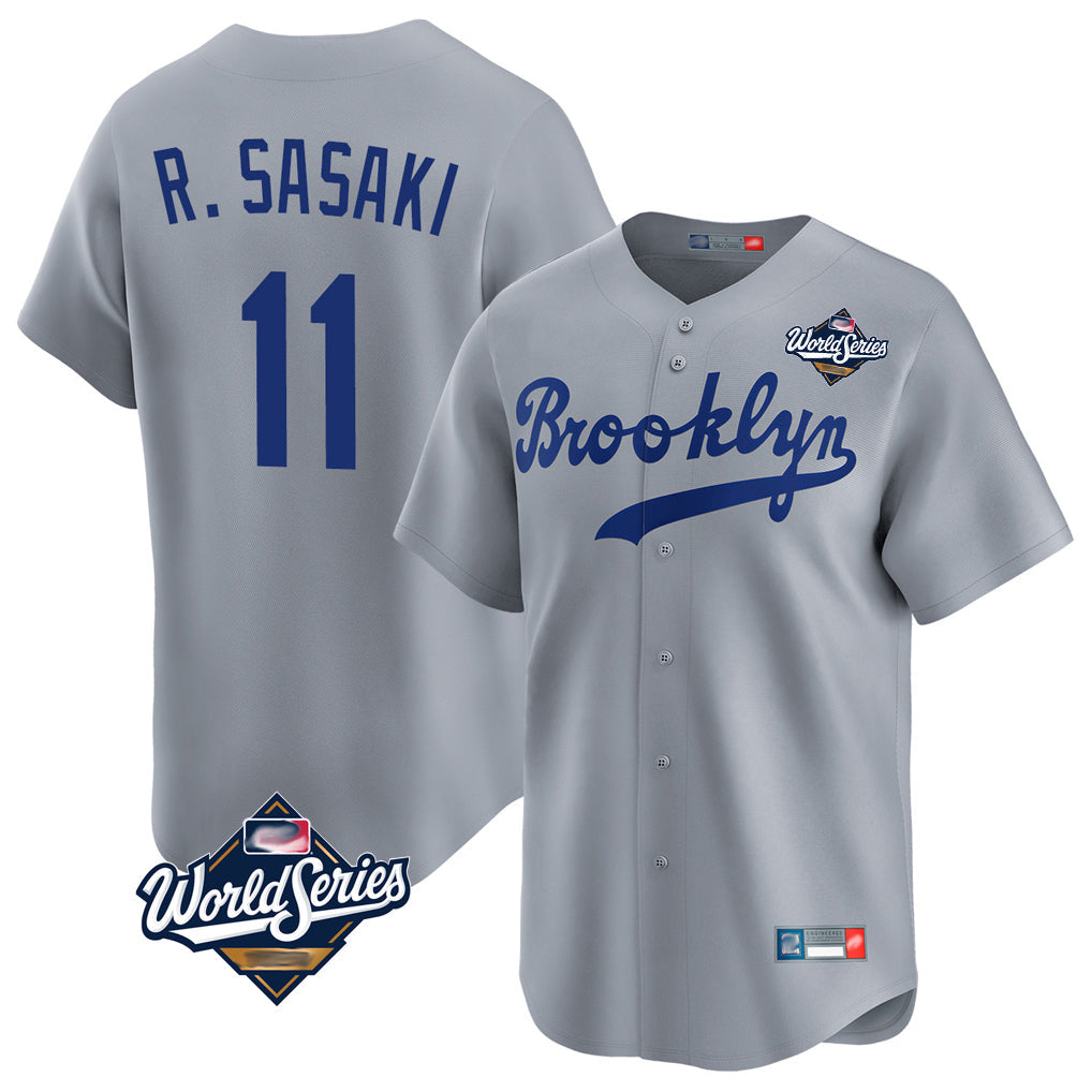 Kooe LA.Dodgers #11 Roki Sasaki Player Gray World Series Game Limited Home Stitched Jerseys