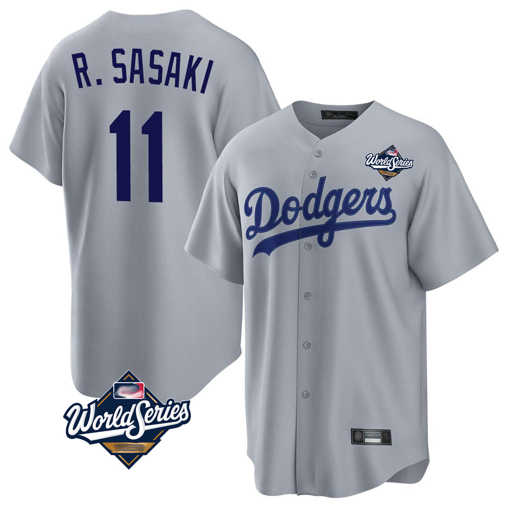 Kooe LA.Dodgers #11 Roki Sasaki Player Gray World Series Game Stitched Jerseys