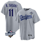 Kooe LA.Dodgers #11 Roki Sasaki Player Gray World Series Game Stitched Jerseys