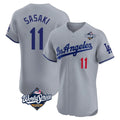 Kooe LA.Dodgers #11 Roki Sasaki Player Gray World Series Limited Elite Home Stitched Jerseys