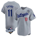 Kooe LA.Dodgers #11 Roki Sasaki Player Gray World Series Limited Home Stitched Jerseys