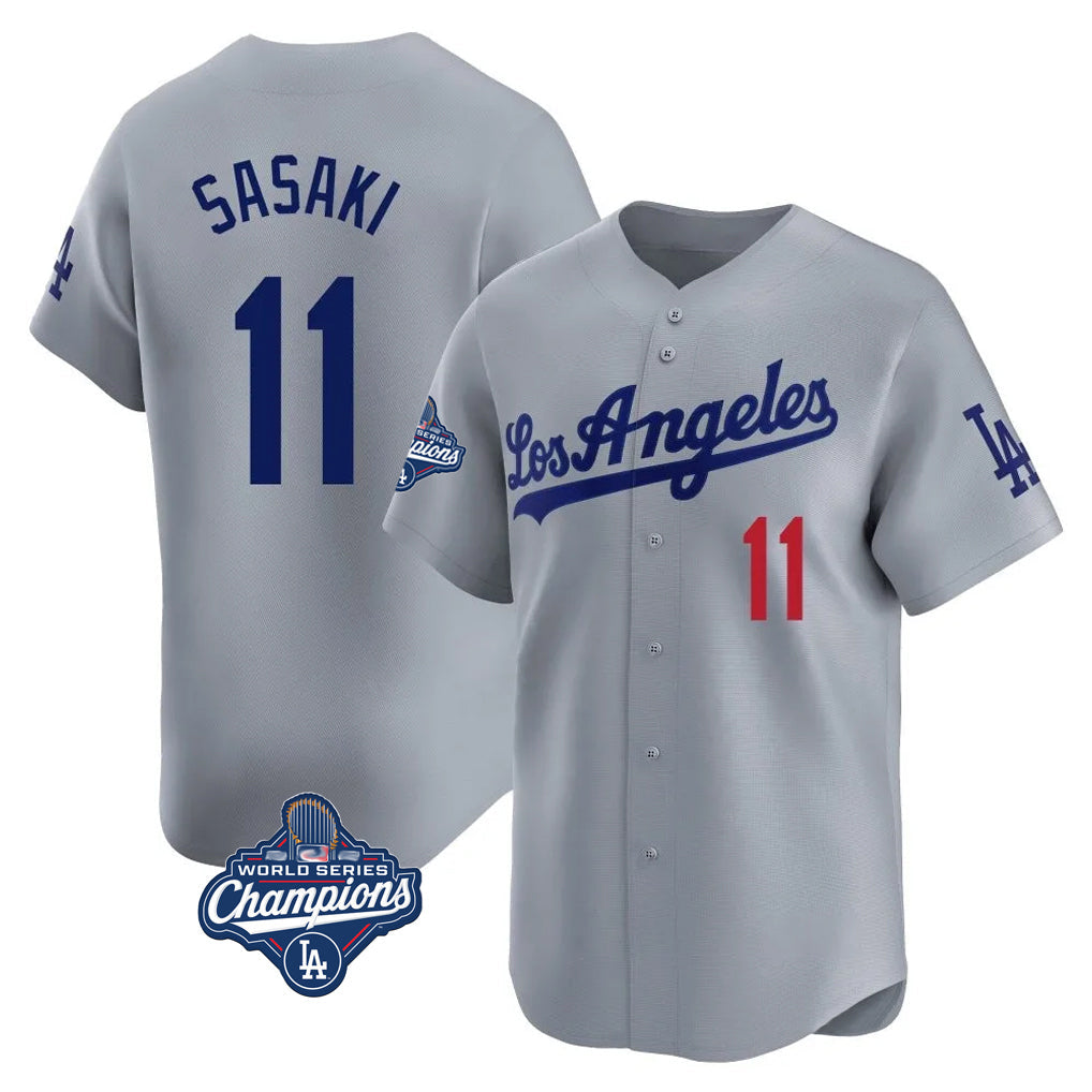 Kooe LA.Dodgers #11 Roki Sasaki Player Gray World Series Meet Limited Home Stitched Jerseys