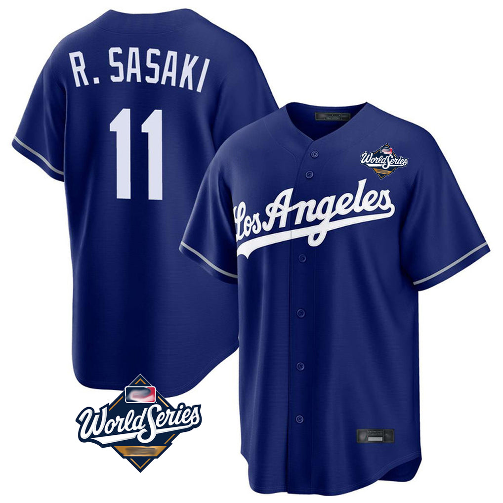 Kooe LA.Dodgers #11 Roki Sasaki Player Royal World Series Game Stitched Jerseys