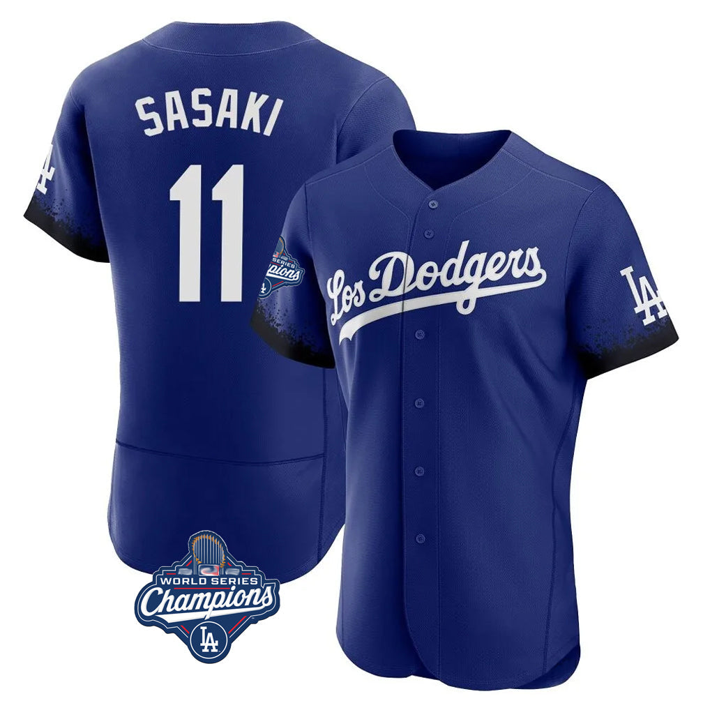 Kooe LA.Dodgers #11 Roki Sasaki Player Royal World Series Meet City Connect Elite Home Stitched Jerseys