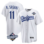 Kooe LA.Dodgers #11 Roki Sasaki Player White World Series Game Home Stitched Jerseys