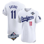 Kooe LA.Dodgers #11 Roki Sasaki Player White World Series Limited Elite Home Stitched Jerseys