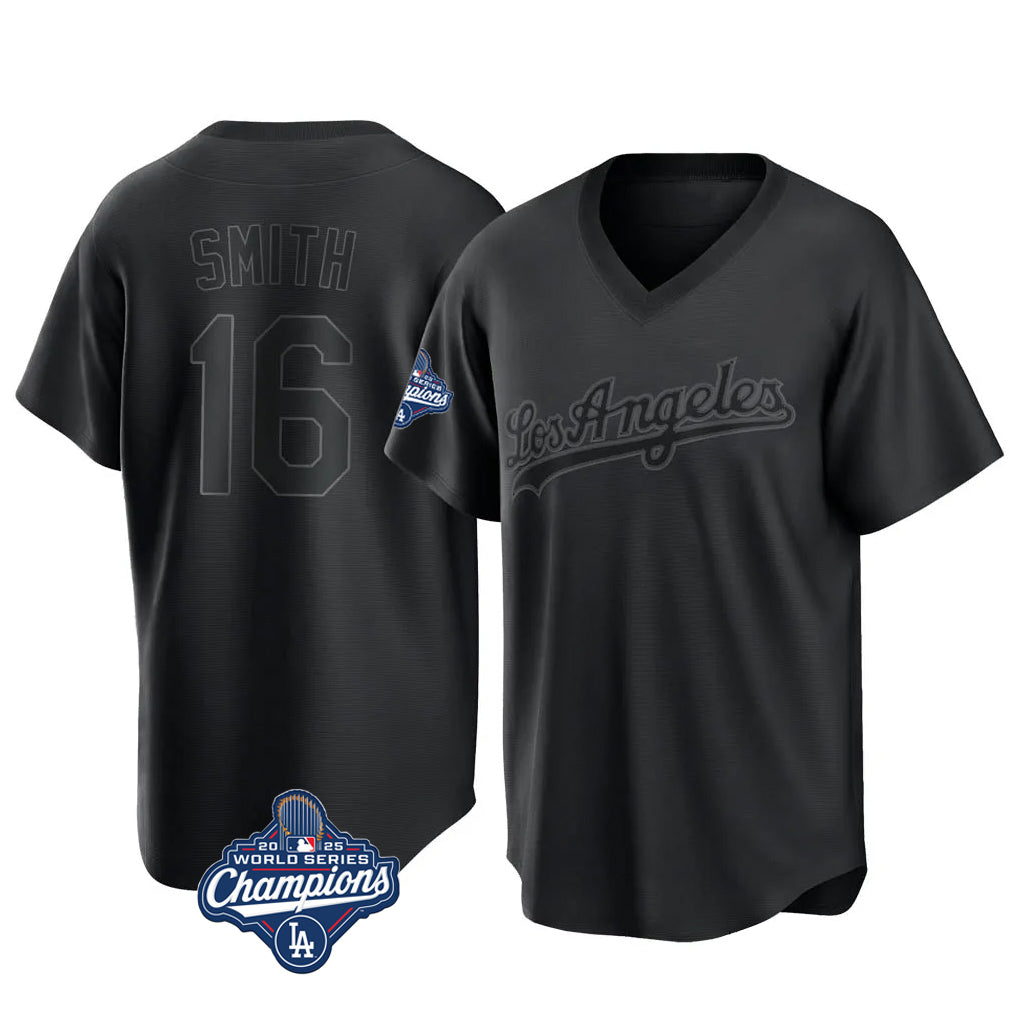 Kooe LA.Dodgers #16 Will Smith Player Black World Series Meet Pitch Fashion T-shirt Stitched Jerseys