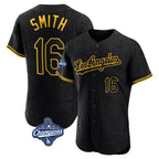 Kooe LA.Dodgers #16 Will Smith Player Black World Series Meet Snake Skin City Limited Elite Home Stitched Jerseys
