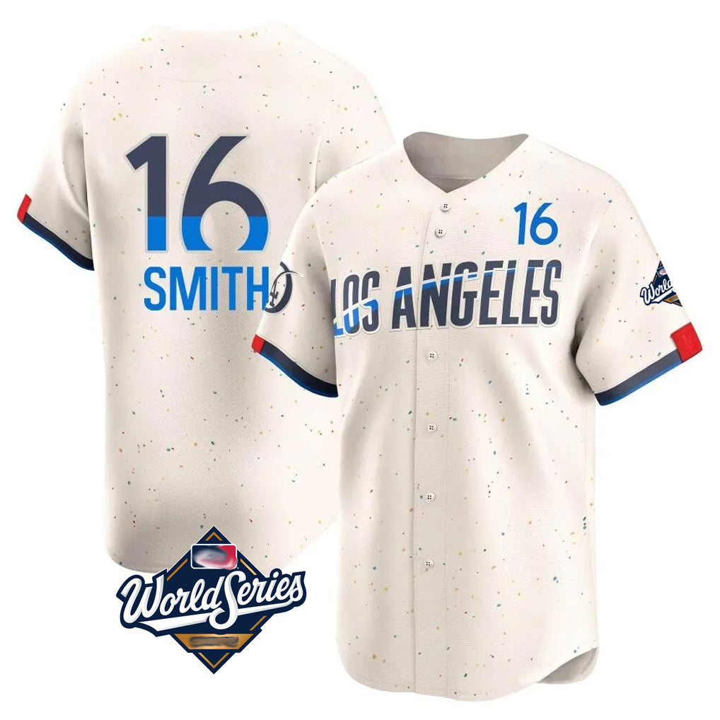 Kooe LA.Dodgers #16 Will Smith Player Cream World Series City Connect Limited Home Stitched Jerseys