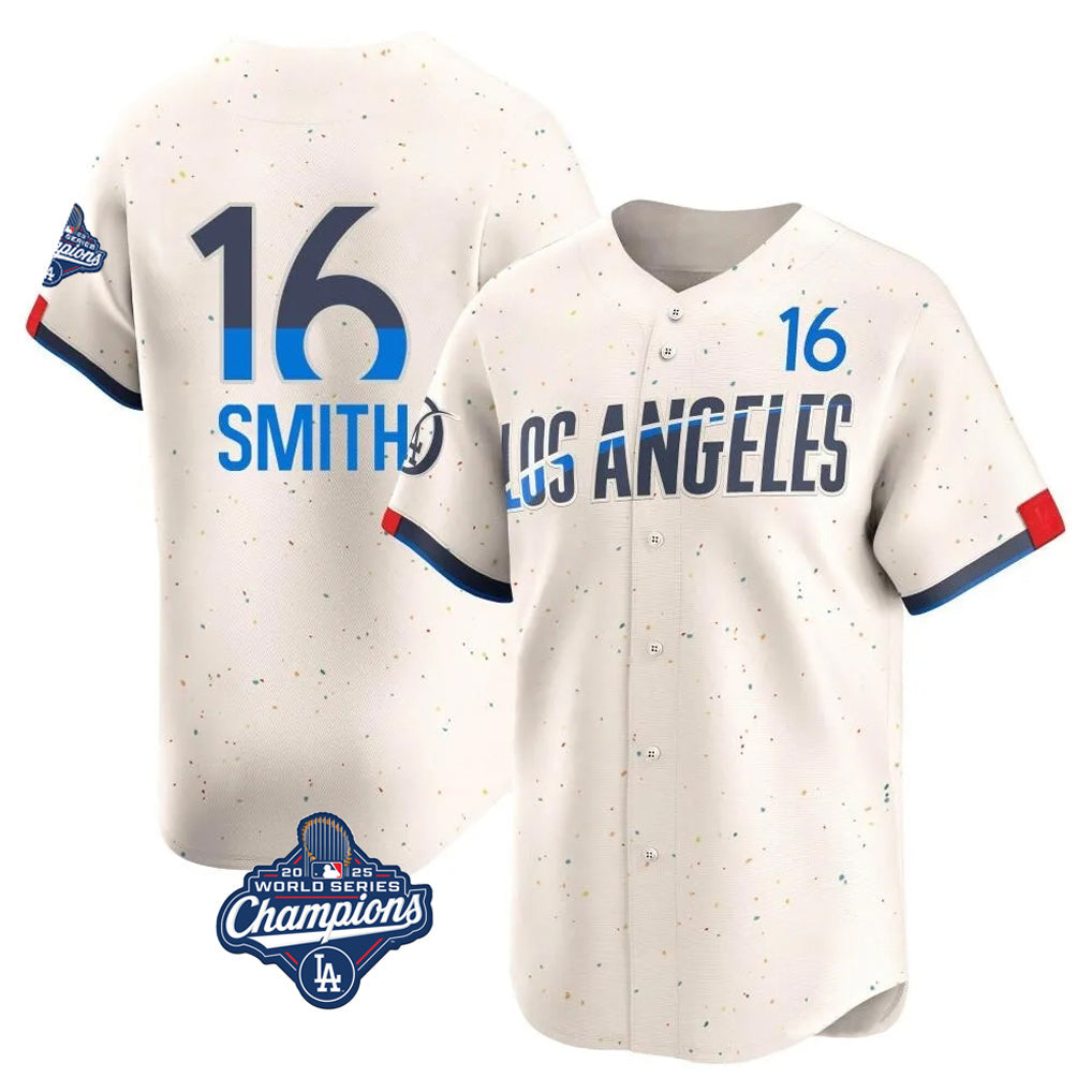 Kooe LA.Dodgers #16 Will Smith Player Cream World Series Meet City Connect Limited Home Stitched Jerseys