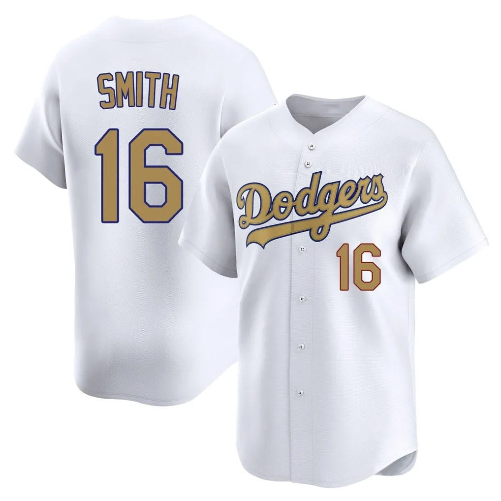 Kooe LA.Dodgers #16 Will Smith Player Gold Collection Limited Home Stitched Jerseys