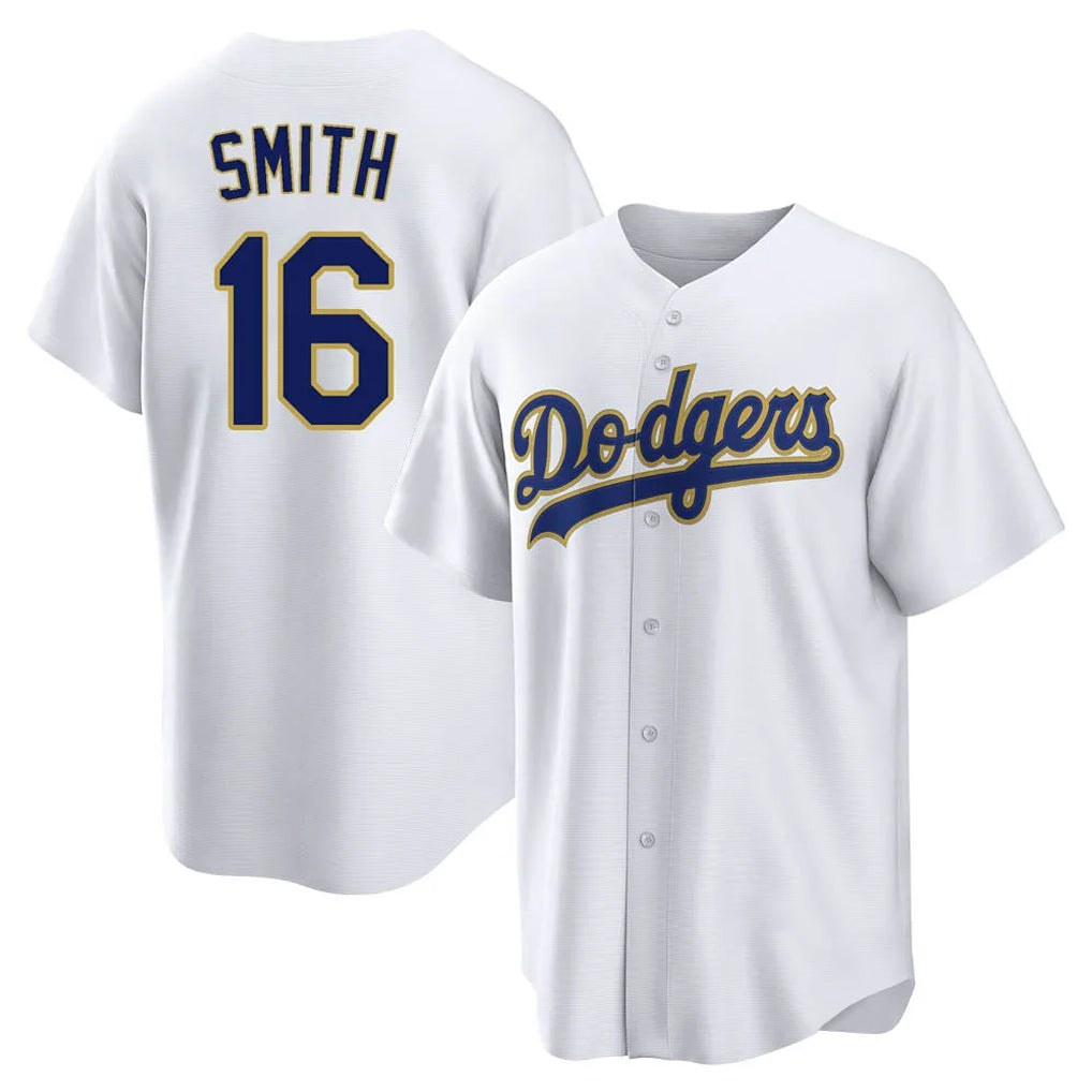 Kooe LA.Dodgers #16 Will Smith Player Gold White 2026 Collection Stadium Game Stitched Jerseys
