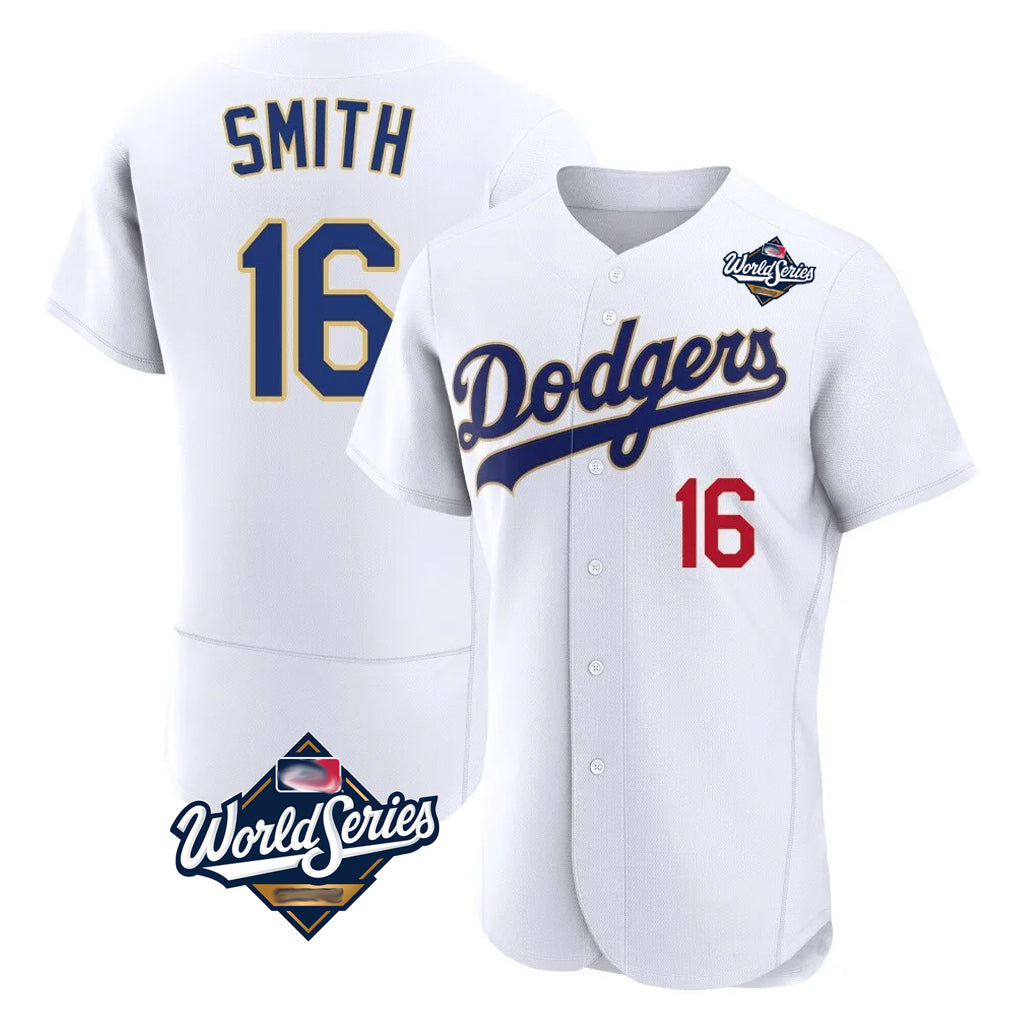 Kooe LA.Dodgers #16 Will Smith Player Gold White World Series 2026 Collection Stadium Limited Elite Stitched Jerseys