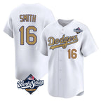 Kooe LA.Dodgers #16 Will Smith Player Gold World Series Collection Limited Home Stitched Jerseys
