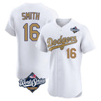 Kooe LA.Dodgers #16 Will Smith Player Gold World Series Limited Elite Home Stitched Jerseys