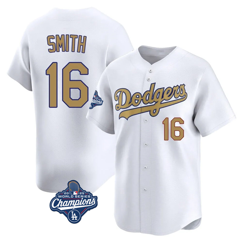 Kooe LA.Dodgers #16 Will Smith Player Gold World Series Meet Collection Limited Home Stitched Jerseys
