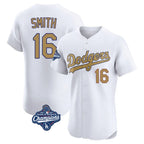 Kooe LA.Dodgers #16 Will Smith Player Gold World Series Meet Limited Elite Home Stitched Jerseys