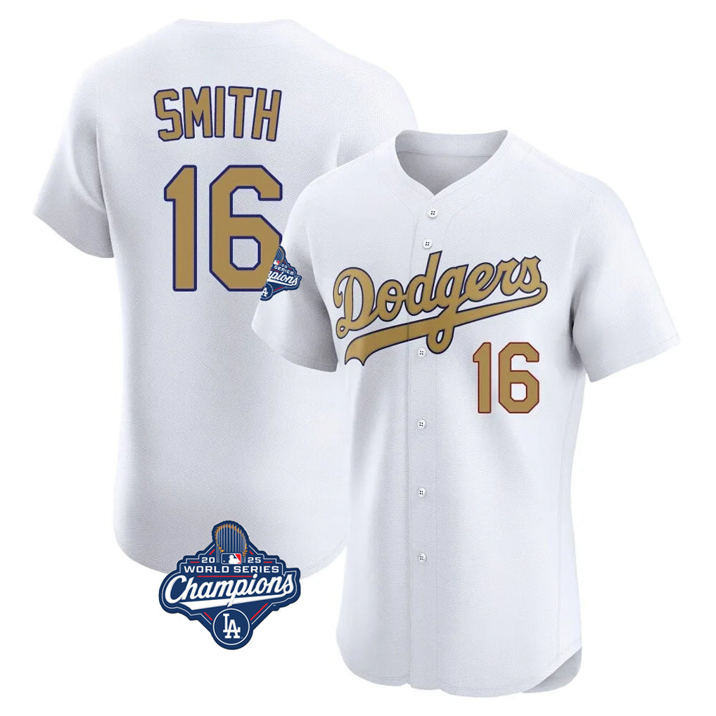 Kooe LA.Dodgers #16 Will Smith Player Gold World Series Meet Limited Elite Home Stitched Jerseys