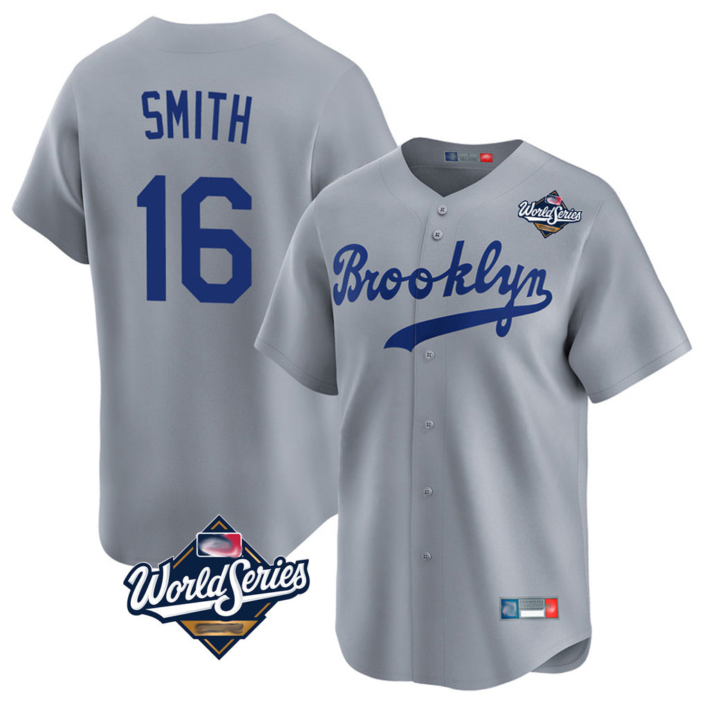 Kooe LA.Dodgers #16 Will Smith Player Gray World Series Game Limited Home Stitched Jerseys