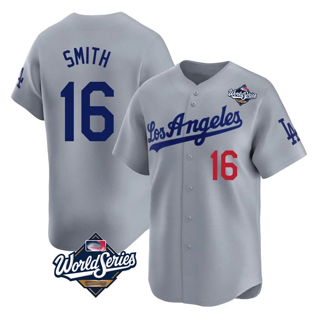 Kooe LA.Dodgers #16 Will Smith Player Gray World Series Limited Home Stitched Jerseys