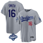 Kooe LA.Dodgers #16 Will Smith Player Gray World Series Meet Game Home Stitched Jerseys