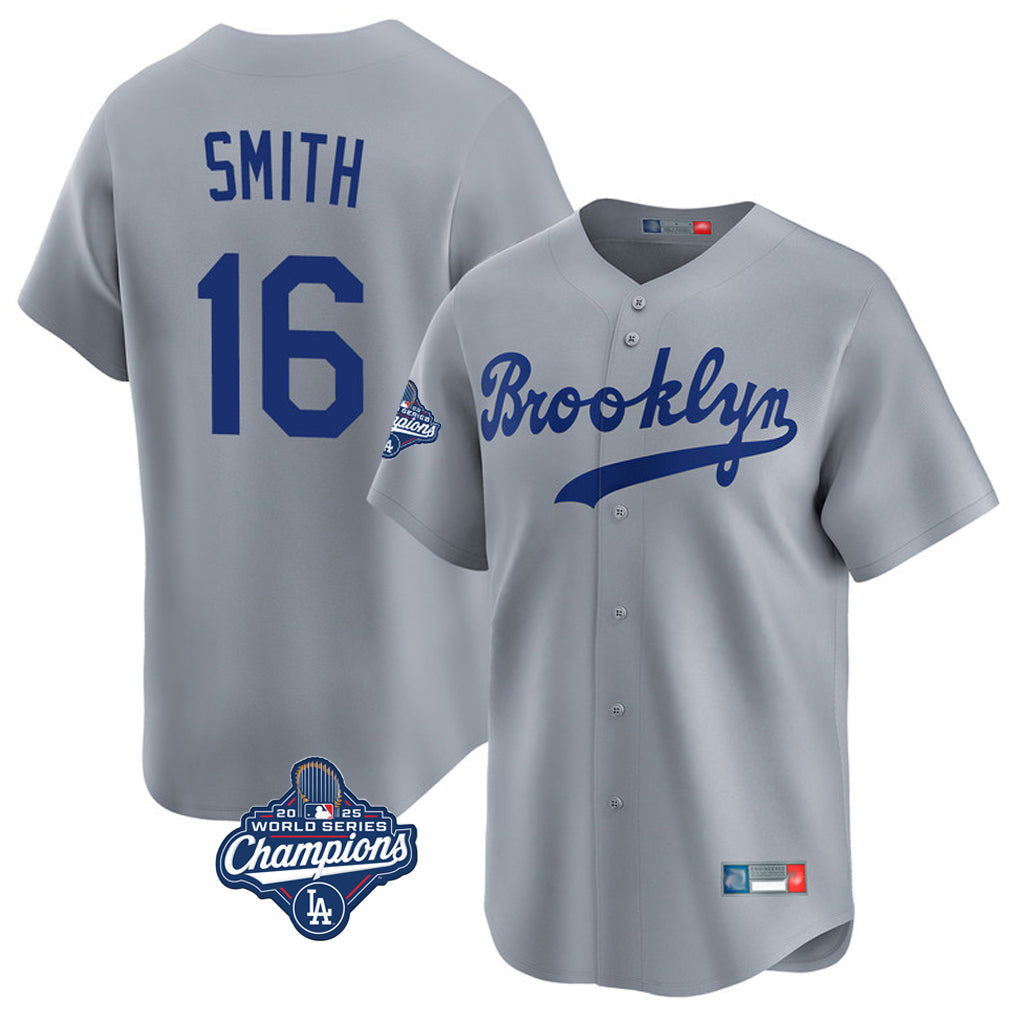 Kooe LA.Dodgers #16 Will Smith Player Gray World Series Meet Game Limited Home Stitched Jerseys