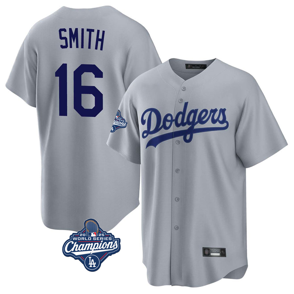 Kooe LA.Dodgers #16 Will Smith Player Gray World Series Meet Game Stitched Jerseys