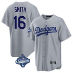 Kooe LA.Dodgers #16 Will Smith Player Gray World Series Meet Game Stitched Jerseys