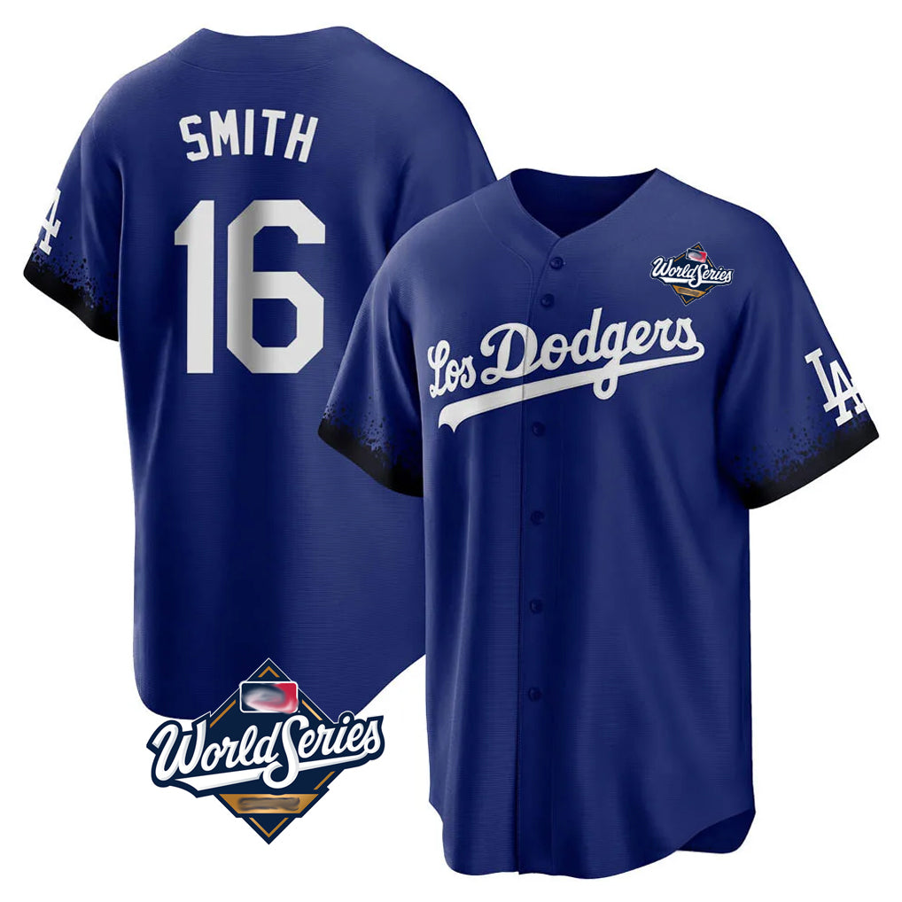 Kooe LA.Dodgers #16 Will Smith Player Royal World Series City Connect Home Game Stitched Jerseys