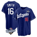 Kooe LA.Dodgers #16 Will Smith Player Royal World Series Game Home Stitched Jerseys