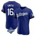 Kooe LA.Dodgers #16 Will Smith Player Royal World Series Meet City Connect Elite Home Stitched Jerseys