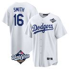 Kooe LA.Dodgers #16 Will Smith Player White World Series Game Home Stitched Jerseys