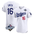 Kooe LA.Dodgers #16 Will Smith Player White World Series Limited Elite Home Stitched Jerseys