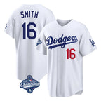 Kooe LA.Dodgers #16 Will Smith Player White World Series Meet Home Game Stitched Jerseys