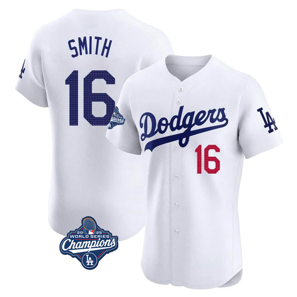 Kooe LA.Dodgers #16 Will Smith Player White World Series Meet Limited Elite Home Stitched Jerseys