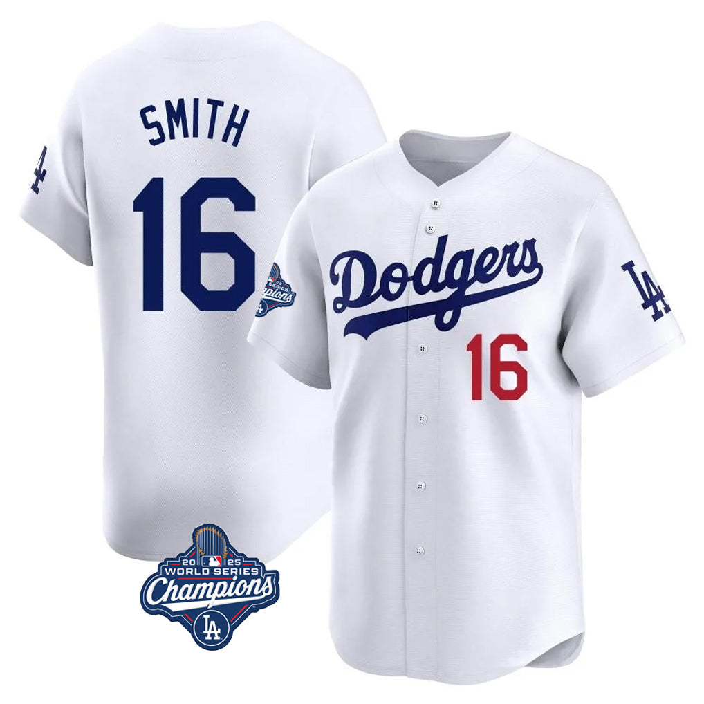 Kooe LA.Dodgers #16 Will Smith Player White World Series Meet Limited Home Stitched Jerseys