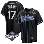 Kooe LA.Dodgers #17 Shohei Ohtani Player Black World Series Carbon Limited Home Stitched Jerseys