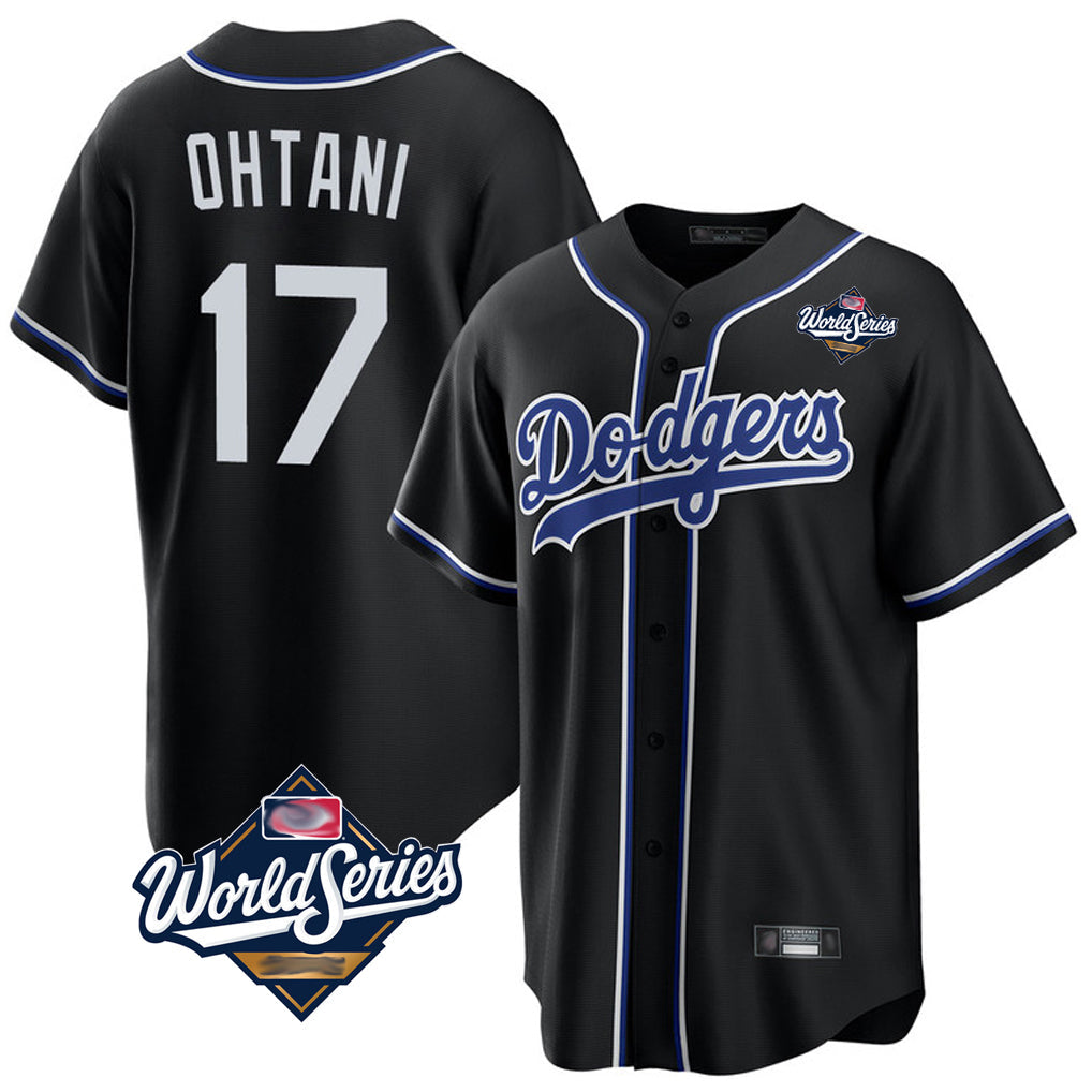 Kooe LA.Dodgers #17 Shohei Ohtani Player Black World Series Carbon Limited Home Stitched Jerseys
