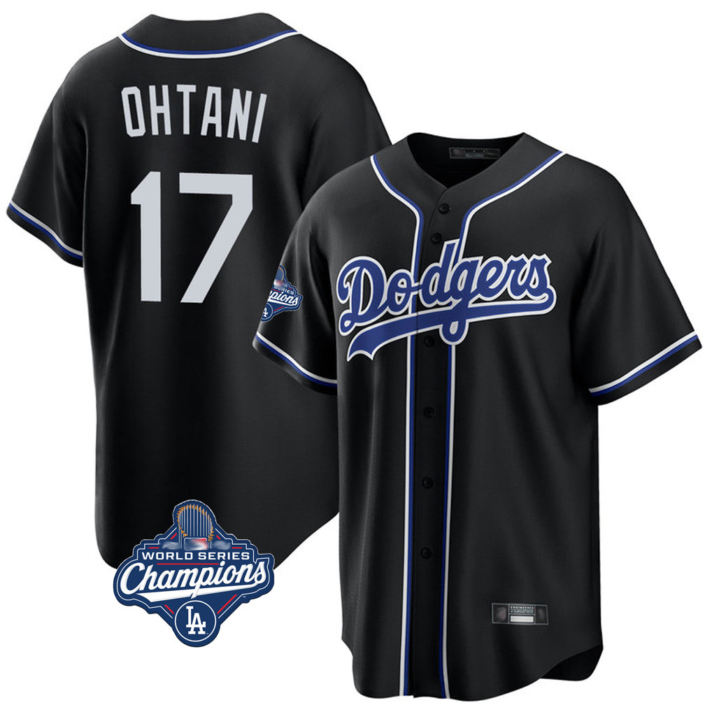 Kooe LA.Dodgers #17 Shohei Ohtani Player Black World Series Meet Carbon Limited Home Stitched Jerseys