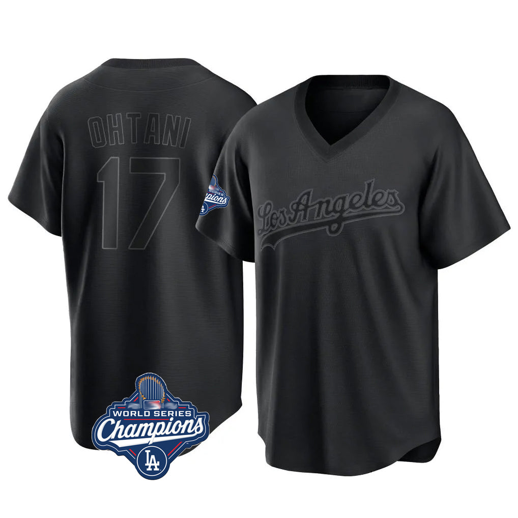 Kooe LA.Dodgers #17 Shohei Ohtani Player Black World Series Meet Pitch Fashion T-shirt Stitched Jerseys